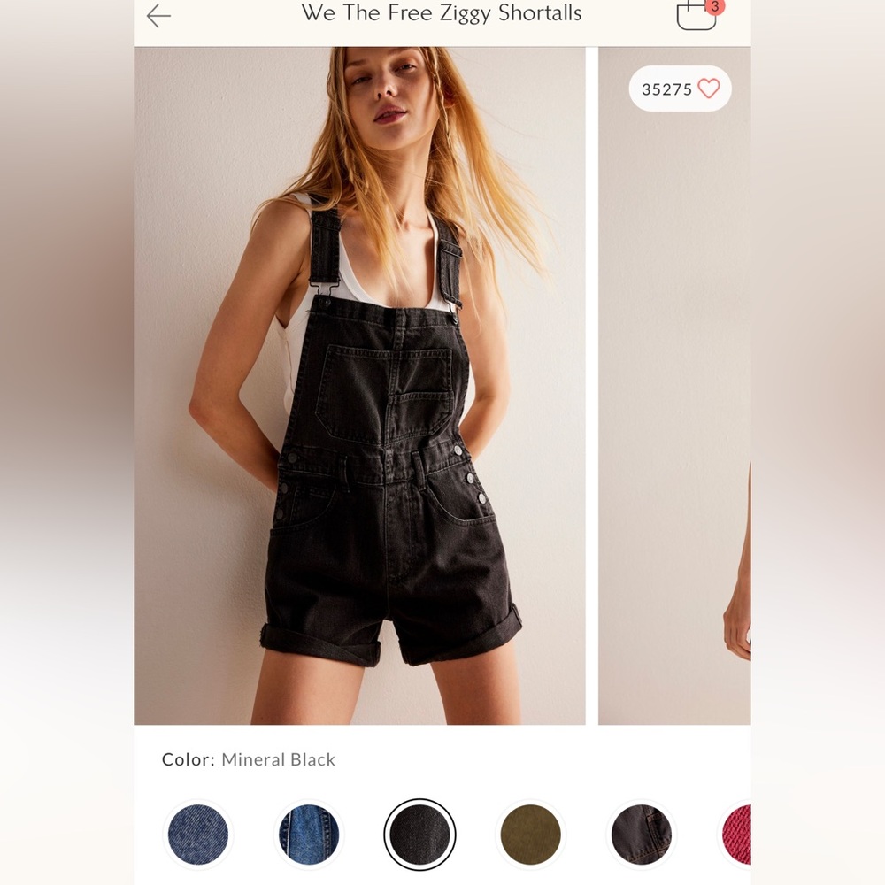 Free People Ziggy Shortalls Mineral Black